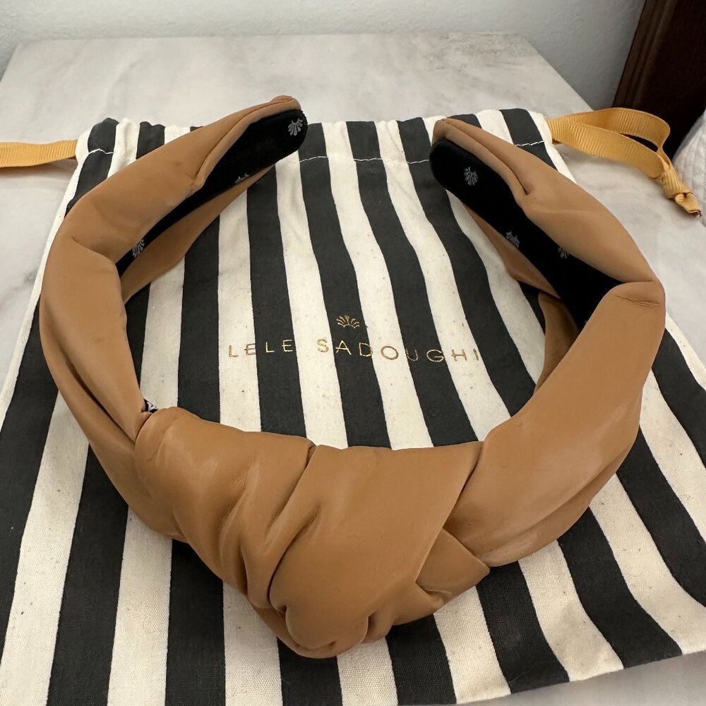NWOT Tan Lele Sadoughi Headband Faux Leather